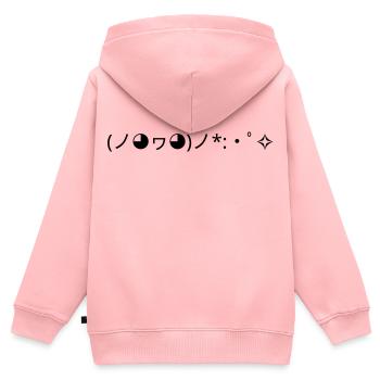 Konfetti Emoticon (ノ◕ヮ◕)ノ*:・ﾟ✧ Freude - Kinder Premium Organic Zip Hoodie - Rosa - Hinten - AI Model Kid Female (0cm)
