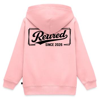 Legendärer ehemaliger Schlagzeuger, der noch im Rhythmus ist - Kinder Premium Organic Zip Hoodie - Rosa - Hinten - AI Model Kid Female (0cm)