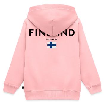 Finnischer Stolz, minimalistisches, schlankes Design - Kinder Premium Organic Zip Hoodie - Rosa - Hinten - AI Model Kid Female (0cm)