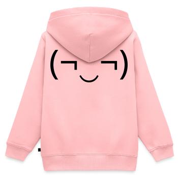 Schelmisches Emoticon (¬‿¬) freches Grinsen - Kinder Premium Organic Zip Hoodie - Rosa - Hinten - AI Model Kid Female (0cm)