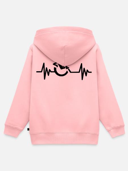 Bild: Rollstuhl, Herzschlag, entspannt # - Kinder Premium Organic Zip Hoodie - Rosa