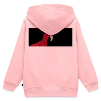 Red parrot on black background - Kids Premium Organic Zip-up Hoodie - rose - Back - AI Model Kid Female (0cm)
