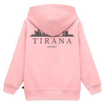 Tirana Albanien, die Skyline Tiranas - Kinder Premium Organic Zip Hoodie - Rosa - Hinten - AI Model Kid Female (0cm)