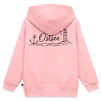 Ostsee - Kinder Premium Organic Zip Hoodie - Rosa - Hinten - AI Model Kid Female (0cm)