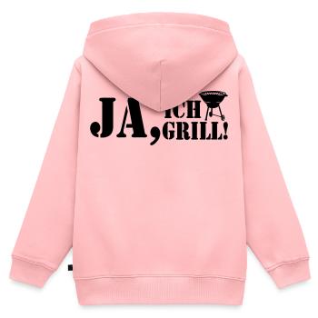 Grillkönig, Grillen, BBQ, Ja ich Grill (25) - Kinder Premium Organic Zip Hoodie - Rosa - Hinten - AI Model Kid Female (0cm)