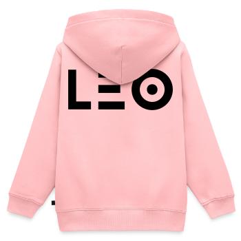 Prénom Leo - Sweat Premium à capuche zippé enfant bio - rose - Dos - AI Model Kid Female (0cm)