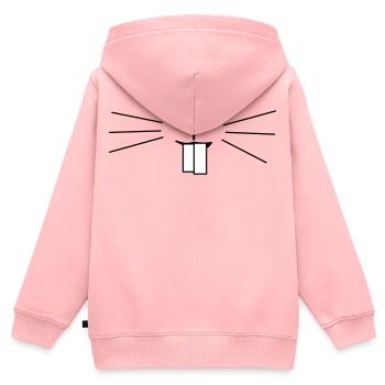 Moustaches de visage de lapin mignonnes – Dents de lapin minimalistes - Sweat Premium à capuche zippé enfant bio - rose - Dos - AI Model Kid Female (0cm)