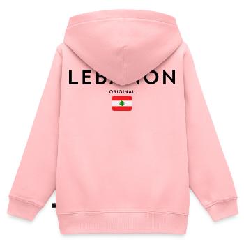 Libanesischer Stolz, minimalistisches, elegantes Design - Kinder Premium Organic Zip Hoodie - Rosa - Hinten - AI Model Kid Female (0cm)