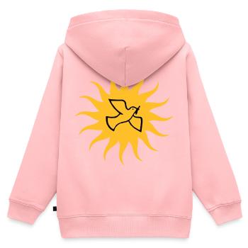 Friedenstaube Sonne - Kinder Premium Organic Zip Hoodie - Rosa - Hinten - AI Model Kid Female (0cm)