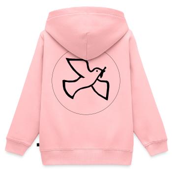 Friedenstaube - Kinder Premium Organic Zip Hoodie - Rosa - Hinten - AI Model Kid Female (0cm)
