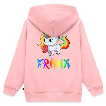 Frank Einhorn - Sweat Premium à capuche zippé enfant bio - rose - Dos - AI Model Kid Female (0cm)