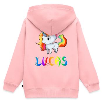 Einhorn Lucas - Sweat Premium à capuche zippé enfant bio - rose - Dos - AI Model Kid Female (0cm)