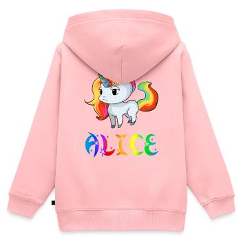Einhorn Alice - Kinder Premium Organic Zip Hoodie - Rosa - Hinten - AI Model Kid Female (0cm)