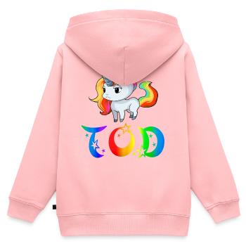 la mort Unicorn - Sweat Premium à capuche zippé enfant bio - rose - Dos - AI Model Kid Female (0cm)