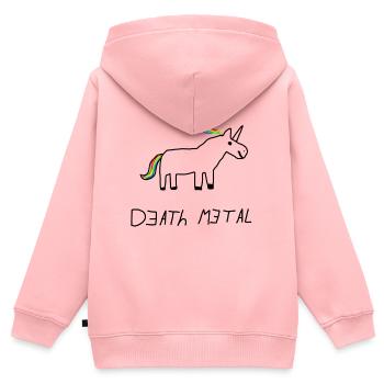 Death Metal Einhorn - Kinder Premium Organic Zip Hoodie - Rosa - Hinten - AI Model Kid Female (0cm)
