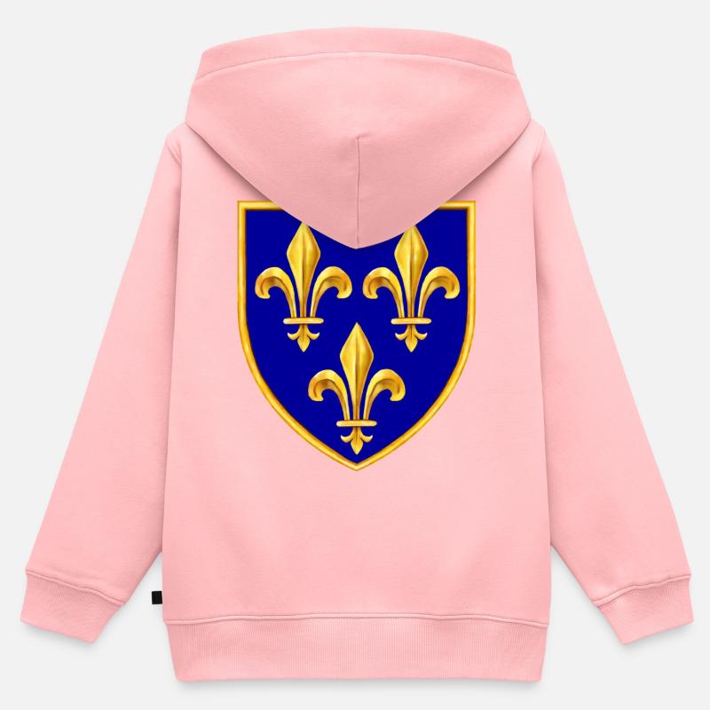 fleurs de lys - Sweat Premium à capuche zippé enfant bio - rose