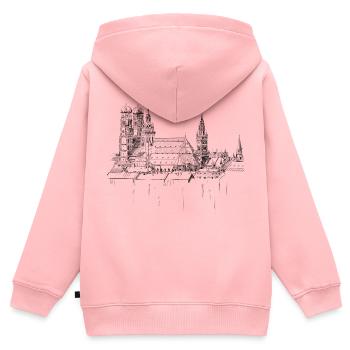 Munich - Sweat Premium à capuche zippé enfant bio - rose - Dos - AI Model Kid Female (0cm)