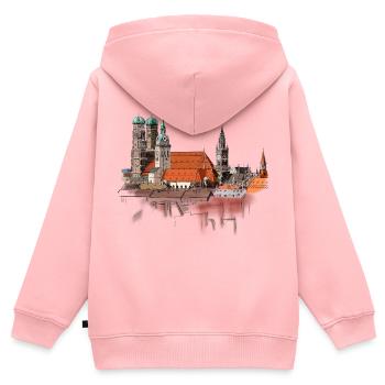 München - Kinder Premium Organic Zip Hoodie - Rosa - Hinten - AI Model Kid Female (0cm)