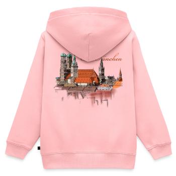 München - Kinder Premium Organic Zip Hoodie - Rosa - Hinten - AI Model Kid Female (0cm)