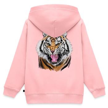 Aggressive Tiger Gesicht Illustration - Kinder Premium Organic Zip Hoodie - Rosa - Hinten - AI Model Kid Female (0cm)