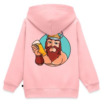 Vikings avec verre à bière - Sweat Premium à capuche zippé enfant bio - rose - Dos - AI Model Kid Female (0cm)