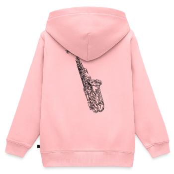 Saxophonist - Kinder Premium Organic Zip Hoodie - Rosa - Hinten - AI Model Kid Female (0cm)