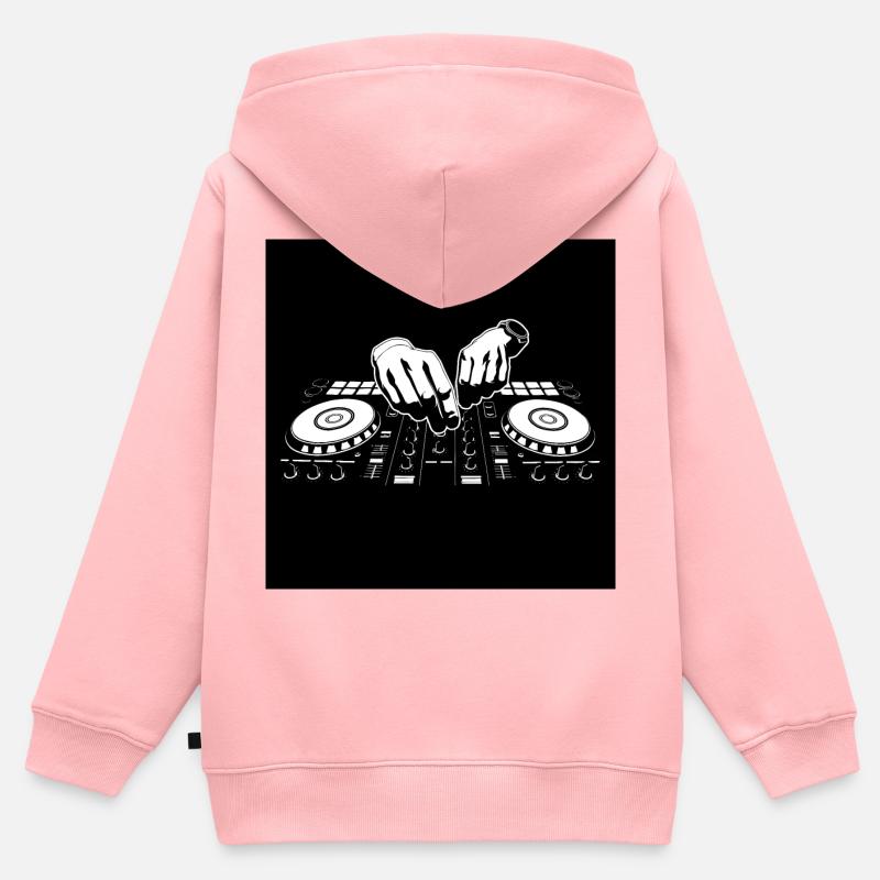 Masque DJ - Sweat Premium à capuche zippé enfant bio - rose