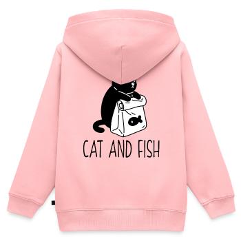 Einfarbige Tragetasche mit Fischsymbol - Kinder Premium Organic Zip Hoodie - Rosa - Hinten - AI Model Kid Female (0cm)