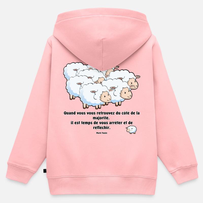 Les moutons de la majorité... - Sweat Premium à capuche zippé enfant bio - rose
