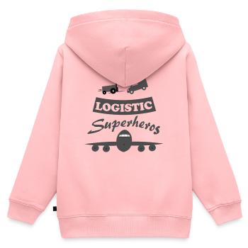 Logistik und Transport - Kinder Premium Organic Zip Hoodie - Rosa - Hinten - AI Model Kid Female (0cm)