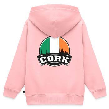 Cork Ireland Skyline Travel Souvenir Irische Flagge - Kinder Premium Organic Zip Hoodie - Rosa - Hinten - AI Model Kid Female (0cm)