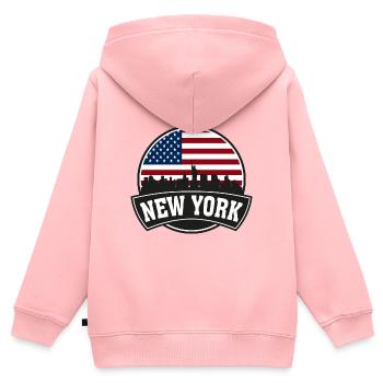 New York New York USA Skyline Travel Souvenir Amer - Sweat Premium à capuche zippé enfant bio - rose - Dos - AI Model Kid Female (0cm)