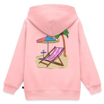 Vacances Palmen plage île Loisirs Mer - Sweat Premium à capuche zippé enfant bio - rose - Dos - AI Model Kid Female (0cm)
