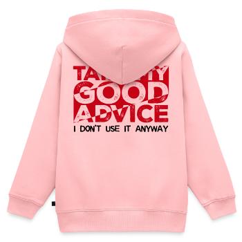 Cool blague Drôle de phrases - Sweat Premium à capuche zippé enfant bio - rose - Dos - AI Model Kid Female (0cm)