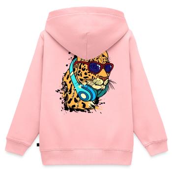 Cool Tier Headset - Kinder Premium Organic Zip Hoodie - Rosa - Hinten - AI Model Kid Female (0cm)