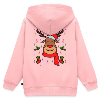 Rennais Noël décorations - Sweat Premium à capuche zippé enfant bio - rose - Dos - AI Model Kid Female (0cm)