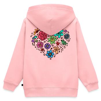 Natur Herz Naturliebhaber - Kinder Premium Organic Zip Hoodie - Rosa - Hinten - AI Model Kid Female (0cm)