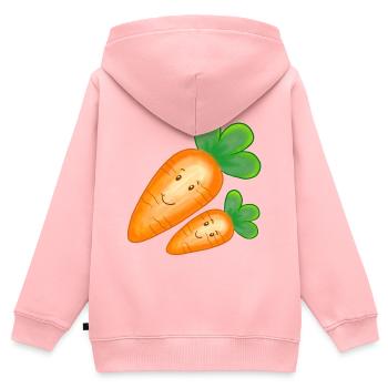 Karotte Möhre lachend - Kinder Premium Organic Zip Hoodie - Rosa - Hinten - AI Model Kid Female (0cm)