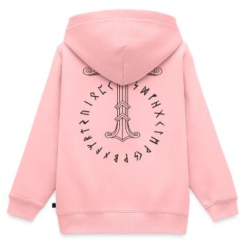 Irminsul symbole viking - Sweat Premium à capuche zippé enfant bio - rose - Dos - AI Model Kid Female (0cm)