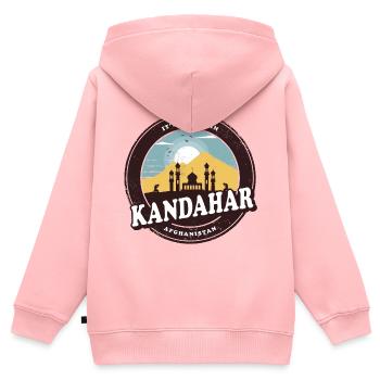 Kandahar Afghanistan Vintage Mosquée Design - Sweat Premium à capuche zippé enfant bio - rose - Dos - AI Model Kid Female (0cm)