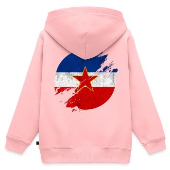 Jugoslawien Vintage Flaggen Kreis - Kinder Premium Organic Zip Hoodie - Rosa - Hinten - AI Model Kid Female (0cm)