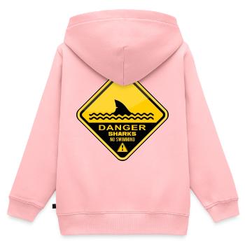 Gefahr Haie kein Schwimmen - Kinder Premium Organic Zip Hoodie - Rosa - Hinten - AI Model Kid Female (0cm)