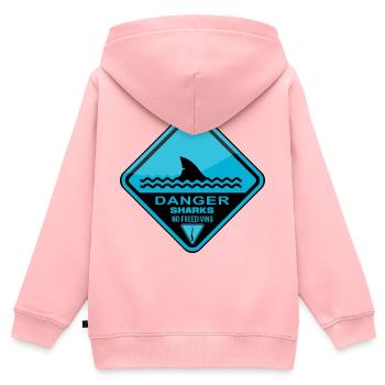 Gefahr Haie Kein Freitauchen - Kinder Premium Organic Zip Hoodie - Rosa - Hinten - AI Model Kid Female (0cm)