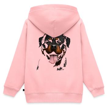 Rottweiler - Sweat Premium à capuche zippé enfant bio - rose - Dos - AI Model Kid Female (0cm)