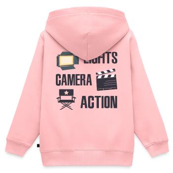 Producteur vidéo - Sweat Premium à capuche zippé enfant bio - rose - Dos - AI Model Kid Female (0cm)