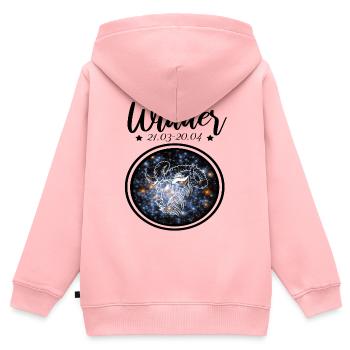 Widder Sternzeichen - Kinder Premium Organic Zip Hoodie - Rosa - Hinten - AI Model Kid Female (0cm)