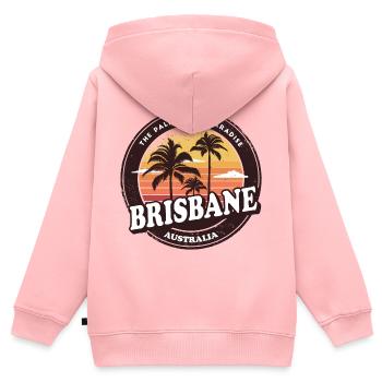 Brisbane Australie Vintage Beach Design - Sweat Premium à capuche zippé enfant bio - rose - Dos - AI Model Kid Female (0cm)