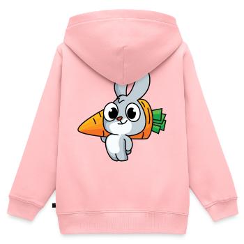 Fleißiges Häschen - Kinder Premium Organic Zip Hoodie - Rosa - Hinten - AI Model Kid Female (0cm)