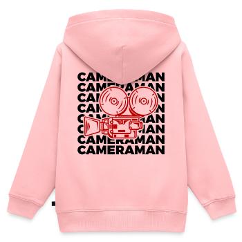 Kameramann - Kinder Premium Organic Zip Hoodie - Rosa - Hinten - AI Model Kid Female (0cm)