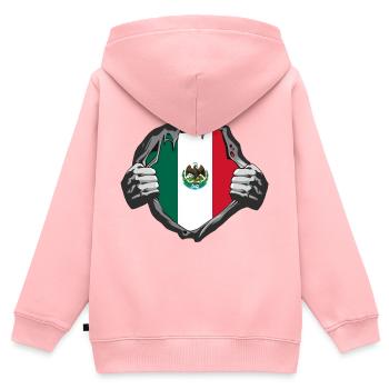 Mexiko Flaggen Design - Kinder Premium Organic Zip Hoodie - Rosa - Hinten - AI Model Kid Female (0cm)